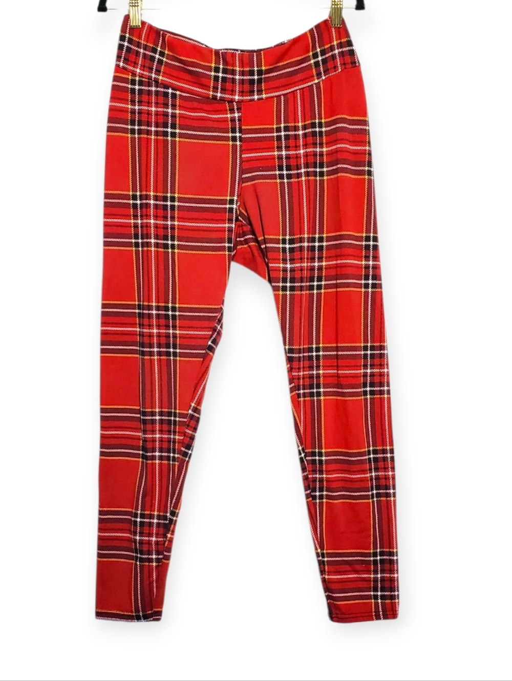 Red Plaid Leggings - Stretch Holiday Tartan